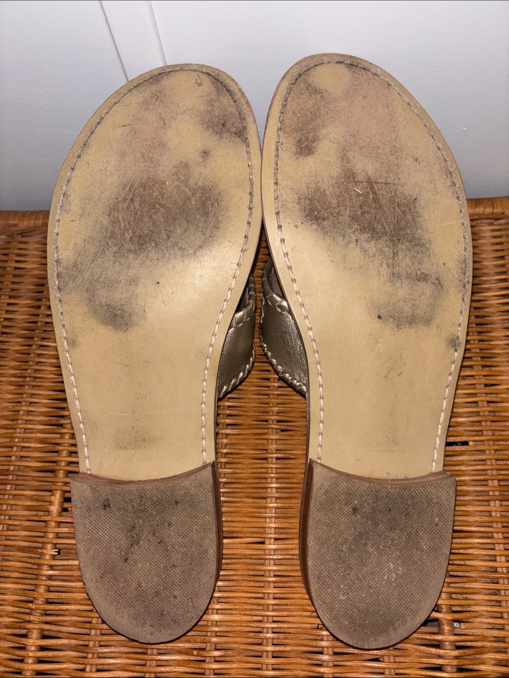 Jack Rogers Metallic Pewter Leather Thong Sandals - Picture 4 of 5